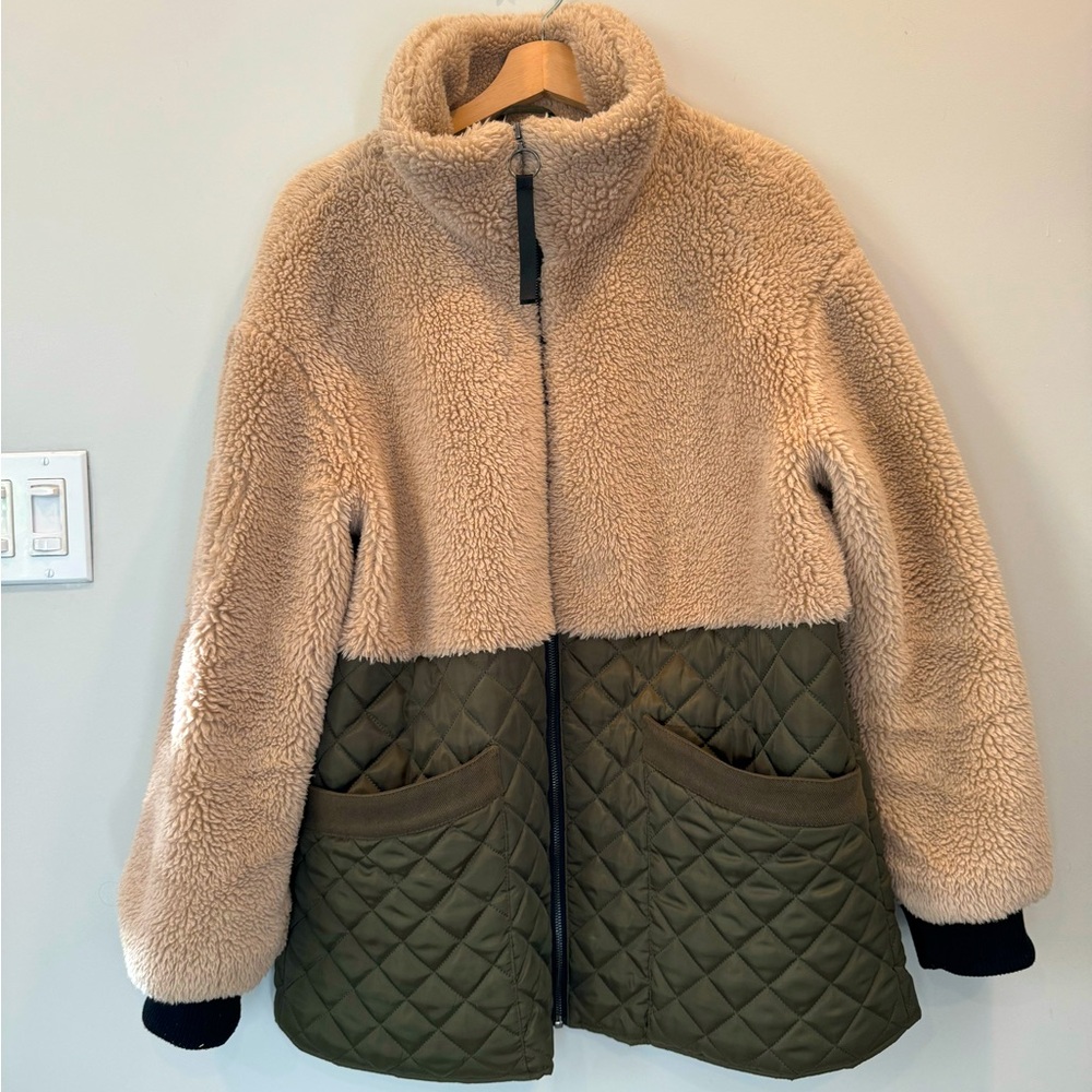 Anthropologie faux shearling and quilted coat